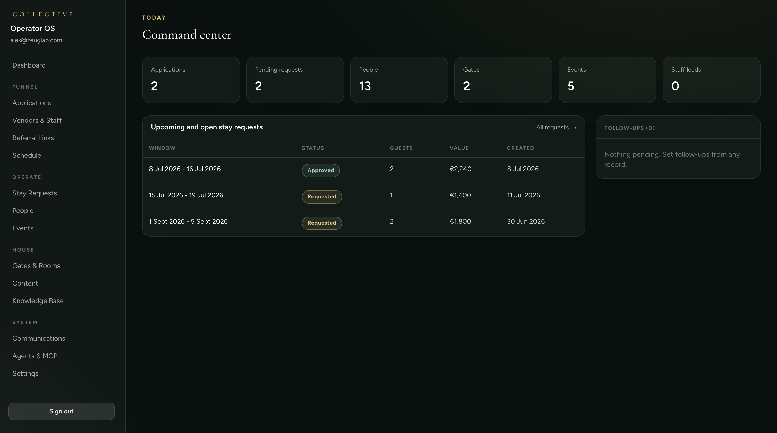 Collective Operator OS desktop admin command center