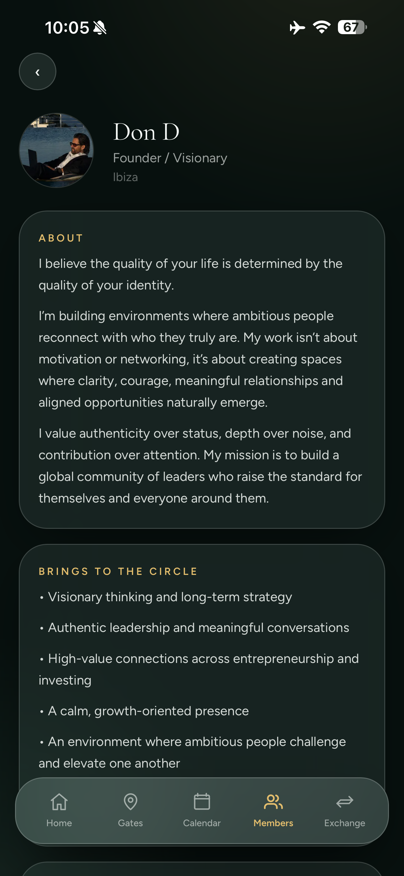 Collective member profile and contribution details